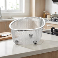 Kitchen Sink Drainer and Sink Strainer, Stainless Steel Leftover Food Strainer with Suction Cup, Home Kitchen Dishwashing Sink Net for Food Waste