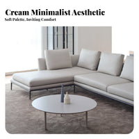 cream Drum Table Light Luxury Living Room Furniture Minimalist & design Round Top for homeowners, Interior Design aficionados
