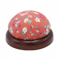 Sewing Thread Organizer Pincushion Needle Cushion Cotton Textile Top Stable Wood Base Decorative Floral Print Suitable for Professional Tailors DIY Hobbyists Home Decoration Gift Giving