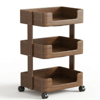 Wooden Rolling Cart Compact Trolley Movable Furniture for Living Room, Bedroom