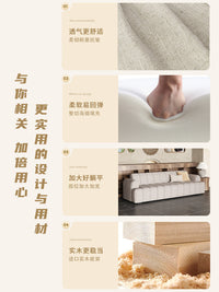 侘寂风民宿大厅休息区服装店会客区客厅接待直排泡芙棉麻布艺沙发
