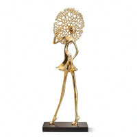 Female Figurine with Base Lustrous Female Form Statue Contemporary Statue with Base for Entryway