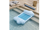 Two Air Chambers Mesh Lounge Mat Raised Side Sections Floating Lounge Mat with Pump Inflatable Pool Mat Rectangular for Adults, Children, Beach