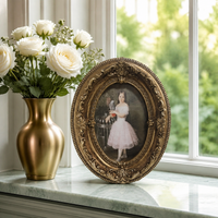 Classic Resin Picture Frame, Handmade, 10x15cm Inside / 17x20cm Outside, Antique Gold, European Photo Frame for Wedding Gifts for Bride and Groom