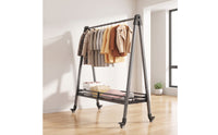 Folding Clothes Drying Rack with Wheels Space-Saving Rolling Drying Rack Metal Freestanding for Balcony