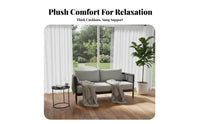 4 Pieces Weather-Resistant 4-Piece Woven Loveseat set Thick pads Outdoor Furniture Modern Design Garden Furnishing for Business Owners, Entertainers, Balcony, Sunroom, rearyard, Porch