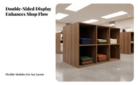 Minimalist Design Retail Display Island Thickened Board Double-Sided Display Table Low Profile Merchandise Cabinet for Boutique Owners, Shop Managers, Homeowners, Clothing Shop, Showroom, Living Room, Entryway