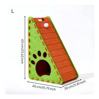 Triangular Cat Scratcher House Felt Cat Condo with Scratching Board 2-in-1 Pet Supply Long-Lasting for Kittens