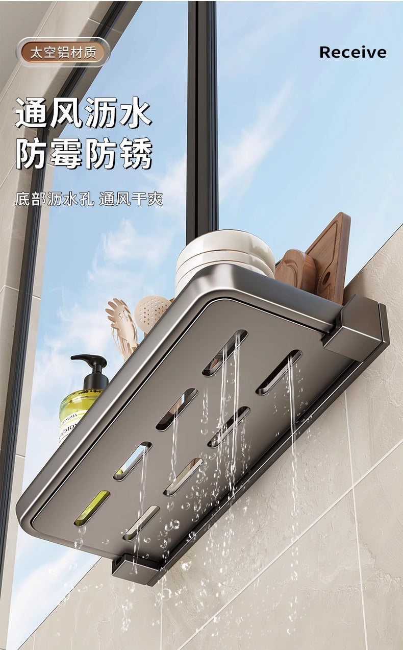 厨房抹布置物架沥水壁挂免打孔收纳架调料架子家用沥水篮水槽神器 枪灰 可折叠厨房沥水架 30cm