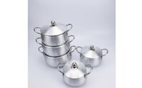 5 Pieces Aluminum Pot with Lid Brushed Pot with Lid Even Heating for Students