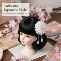 BJD SD DD Japanese Kimono Fabric Hair Clip for Dolls - Handmade Hair Accessories
