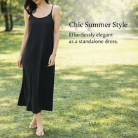 Plus Size Under Dress Slip for Modest Coverage, Breathable Modal Base Layer with Extra Long Length, Loose Fit for Women, Cooling Material