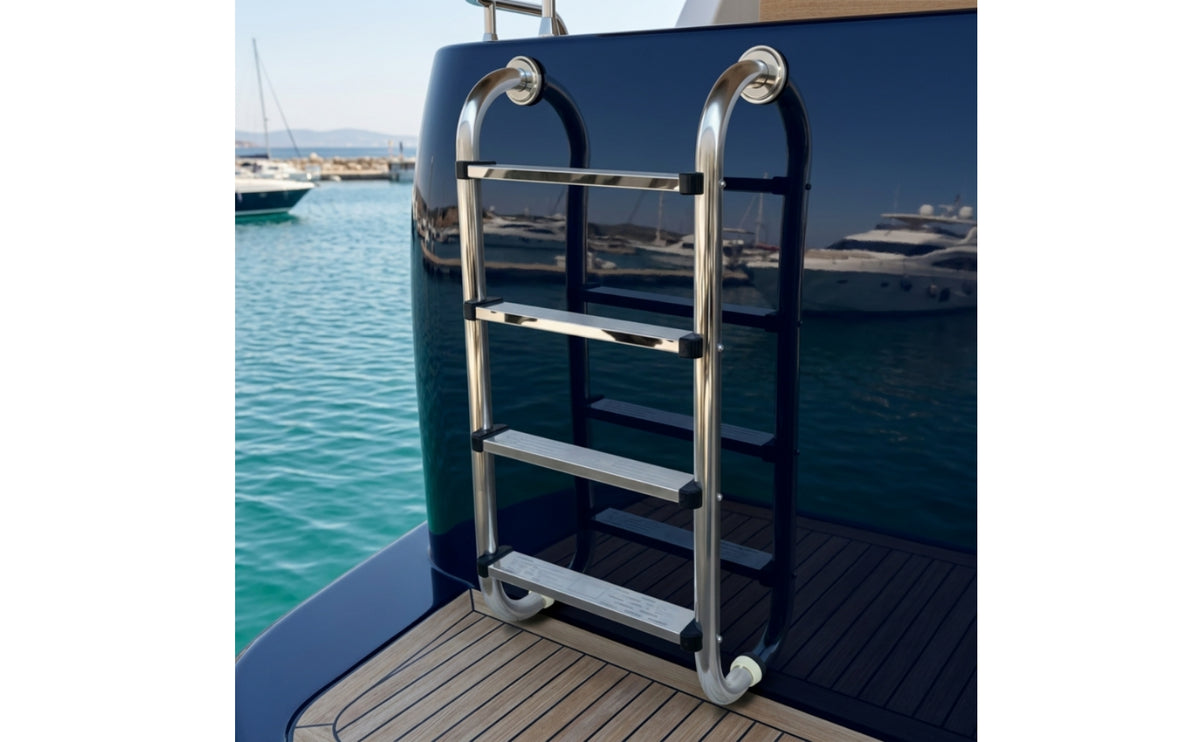 Rust Resistant 4 Step Pool Ladder Rustproof Stainless Steel Pool Ladder Low Maintenance Compact for Swimmers