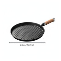 Cast Iron Frying Pan Uncoated Flat-Bottom Frying Pan Textured Surface