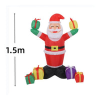Easy Deflation Inflatable Santa with Gift Boxes Festive Santa Inflatable with Gift Box Sturdy Waterproof for Yard, Garden