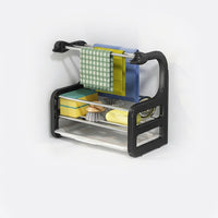 Bathroom Sink Organizer, Carbon Steel Wall Mounted Kitchen Accessory, Dual-Use Sponge Holder for Countertops, Utility Storage for Washing Up