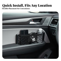 Multi-Functional Car Storage Net Bag Easy to Install Stick on Mesh Organizer Space Saving for Rideshare Drivers, RV Owners, Home, Office