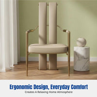 Backrest Dining Chair, Contemporary Luxury, Italian Minimalist, Brushed Stainless Steel, Leather, Ergonomic Armrest, Home Decor