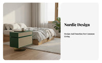 Rattan Drawer End Table Nordic Design Nightstand Mid-Centuryperiod Modern Sturdy Construction for Interior Designers, Renters