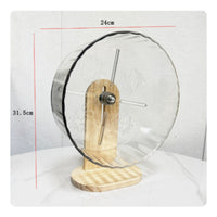 Wooden Hamster Wheel with Adjustable Stand Transparent Hamster Exercise Wheel Stable Long-Lasting for Hamsters, Tabletop, Cages