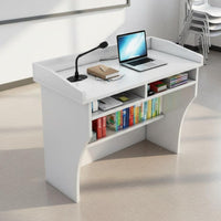 1 Lectern Classroom Presentation Desk Wooden Speech Stand Spacious Desktop Sturdy Construction Suitable for Lectures Meetings Speeches Auditoriums
