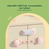 Kid Security Lock, Adjustable Cabinet Drawer Lock, Infant Protection, Screwless, Easy Installation, Multi-Purpose for Doors, Closets, Sliding Cabinets
