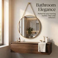 Wall Mounted Mirror with PU Rope Hanging, Black Track Style