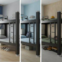 Metal Bunk Bed Stacked Steel Bunk Bed Space-Saving Furniture for Students, Teens, Bedroom, Dormitory, Hostel