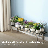Stainless Steel Flower Rack Rustproof Floor Standing Pot Holder Rust-Resistant Metal Plant Bench for Balcony, Outdoor, Living Room