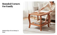Two-Tier Woven Table Rounded Corners Living Room Furniture Bohemian Design