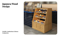 Wooden Bread Display Cabinet Bakery Island Display Counter Japanese Design Pastry Cabinet for Cafe Owners, Shopkeepers, Bakeries, Cafes, Dessert Shops