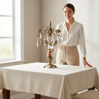 French Style Table Candelabra Wrought Metal Candelabra 4-Arm Crystal Candle Holder for Wedding, Living Room