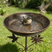 Vintage Dual-Purpose Bird Bath and Feeder with Metal Craft