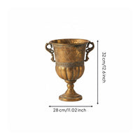 Golden Patina Finish Vase Easy to Clean Antique Metal Vase Reusable Home Decor for Guesthouse, Hotel