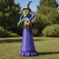 Outdoor Halloween Inflatable Witch Garden Inflatable Witch with LED Lights Lawn Halloween Inflate Decoration Lighted for Homeowners