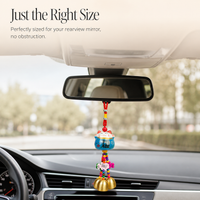 Lucky Cat Ceramic Car Rearview Mirror Charm with Bell