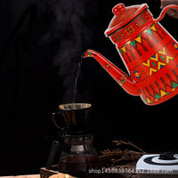 Enamel Coffee Pot Thickened Enamel Coffee Pot with Fine Spout for Pour-Over and Cold Water