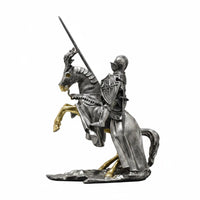 Mounted Knight Figurine Retro Collectible Sculpture Gold Accents House Decoration