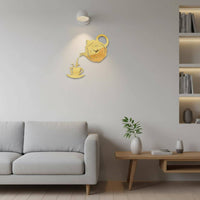 Decorative Acrylic Wall Timepiece Tea Pot and Cup Pattern Noiseless Wall