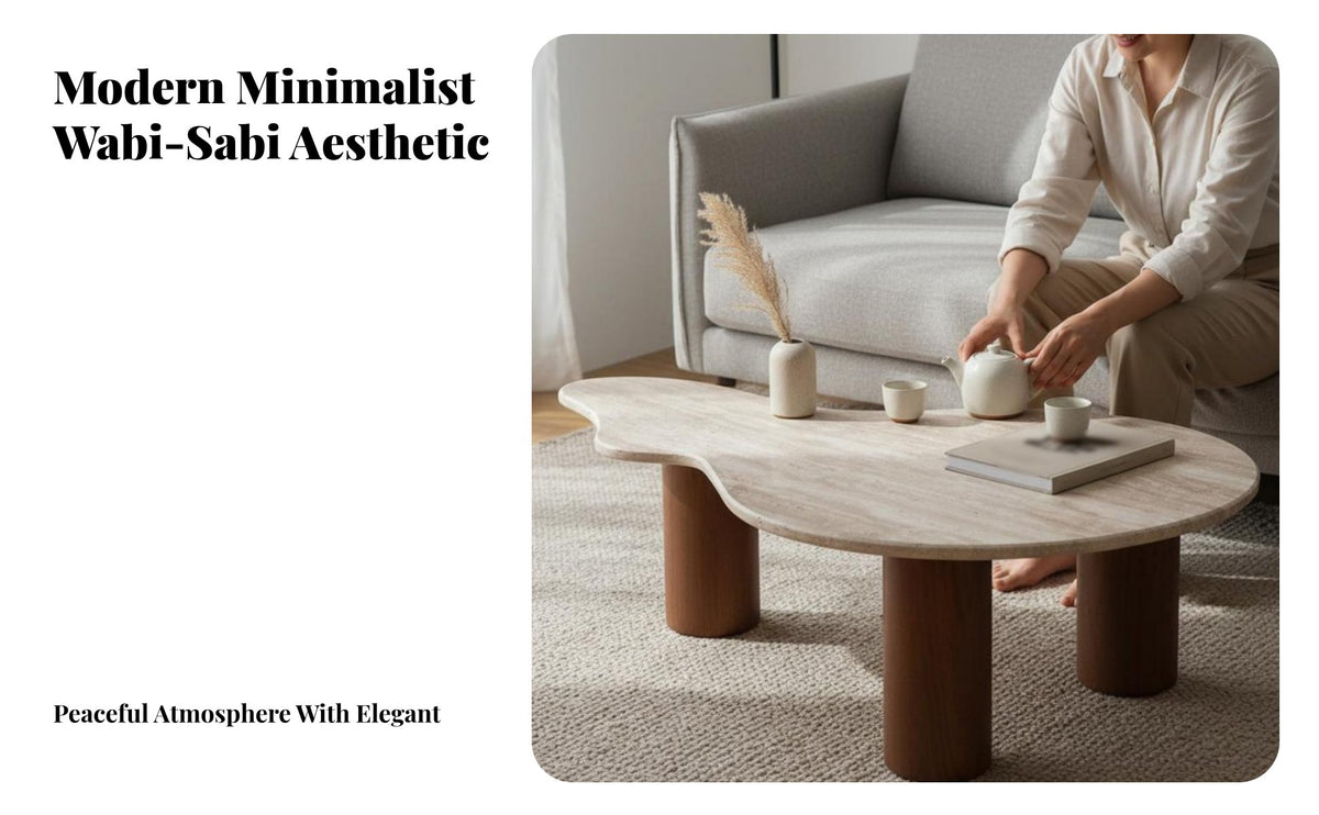 Wabi-Sabi aesthetic Accent Coffee Table Minimalist Design Irregular Accent Piece distinctive Shape Living Room Furniture Organic Form for Interior Designers, Apartment Dwellers, Homeowners, Bstandique Hotel, Small Spaces, Lounge Area, Office