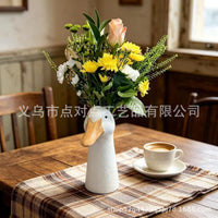 Tall Vase Pot Ceramic Goose Head Figurine Resin Vase Goose Head Ornament