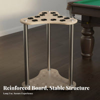 Floor Pool Cue Rack Wood Grain Finish Wooden Billiard Cue Holder Construction Billiard Stand for Home Game Lovers, Clubhouse, Bar