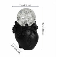 Heart-Shaped Crystal Ball Figurine Vintage Style Crystal Heart Figurine Artistic Retro Resin Decor Piece for Desktop, Tabletop, Home Display