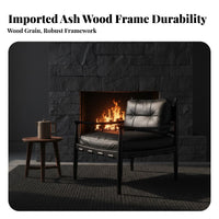 Upholstered Wood-Frame Armchair Nordic Design Theme Wooden Z-Frame Armchair Minimalist Design Easy Assembly for Readers, Bedroom