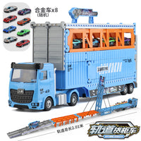 Alloy Storage Container Engineering Vehicle Transforming Truck Toy with Inertia Sliding and Track Launch
