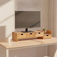 Bamboo Monitor Stand Storage Bamboo Monitor Riser   Desk Organizer with Drawer for Office Workers, Students