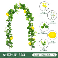Artificial Lemon Vine with Spring Leaves and Grass Decor
