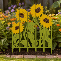Decorative Iron Garden Fence Panel with Artificial Flowers and Plants