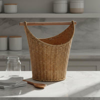 Imitation Rattan Storage Tote Easy to Clean Toilet Paper Holder Basket With Handles Toilet Paper Basket for Bedroom