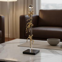 Climbing Man Statue Collectible Abstract Male Figurine Gold Finish for Bookshelf